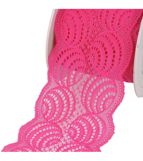 Bobine 15m Dentelle élastique Fuchsia 100mm