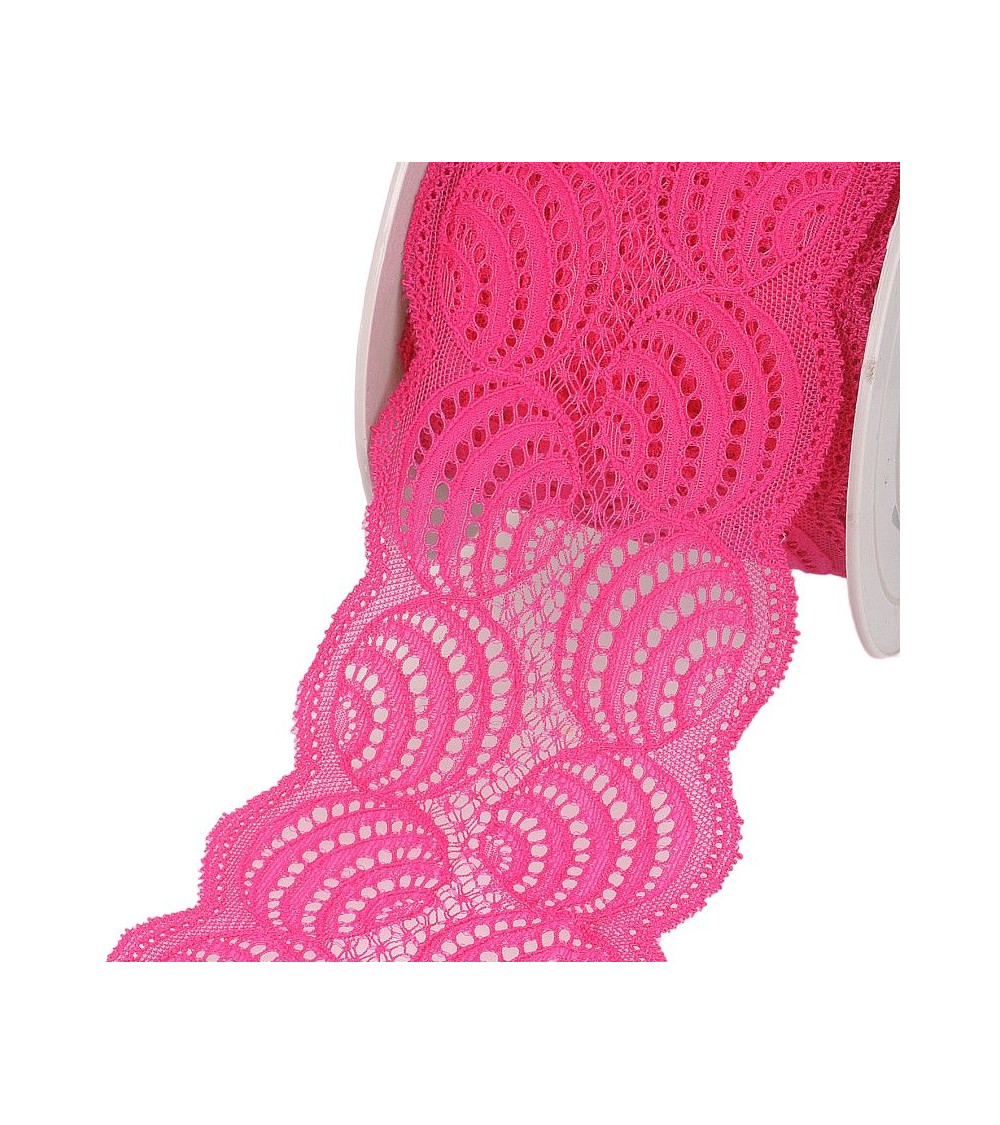Spool 15m Elastic lace Fuchsia 100mm