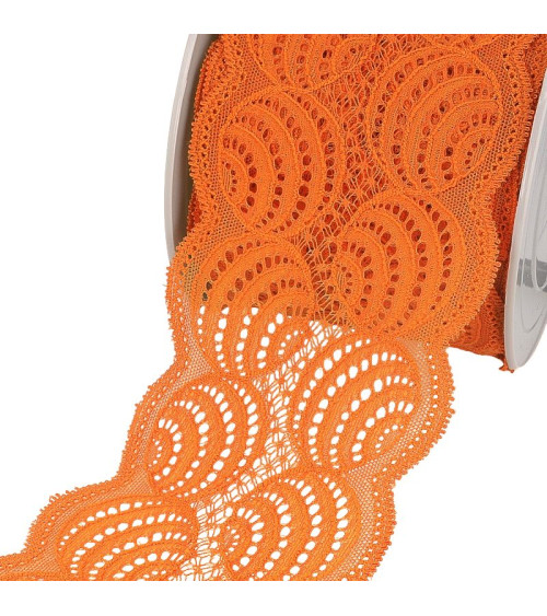 Bobine 15m Dentelle élastique Orange 100mm