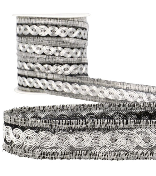 15m reel Metallic braid Black/silver 25mm