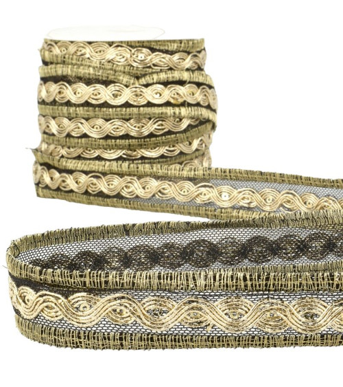 15m reel Metallic braid Black/gold 25mm