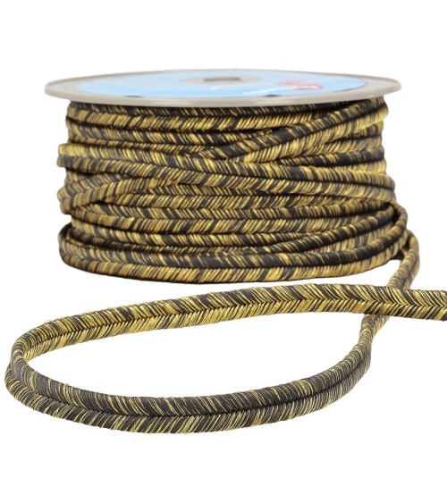 25m reel Metallic herringbone braid Black/gold 7mm