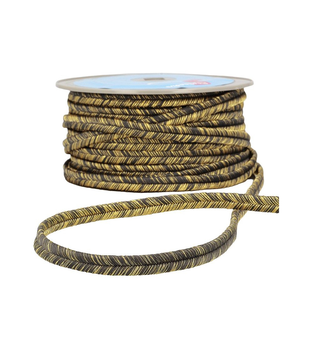25m spool of metallic herringbone braid in black/gold 7mm