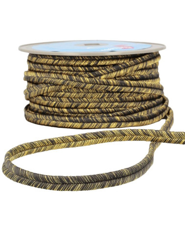 25m spool of metallic herringbone braid in black/gold 7mm