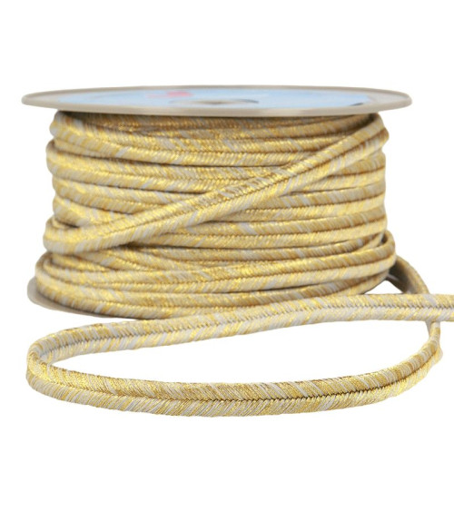 25m reel Gray/gold metallic herringbone braid 7mm