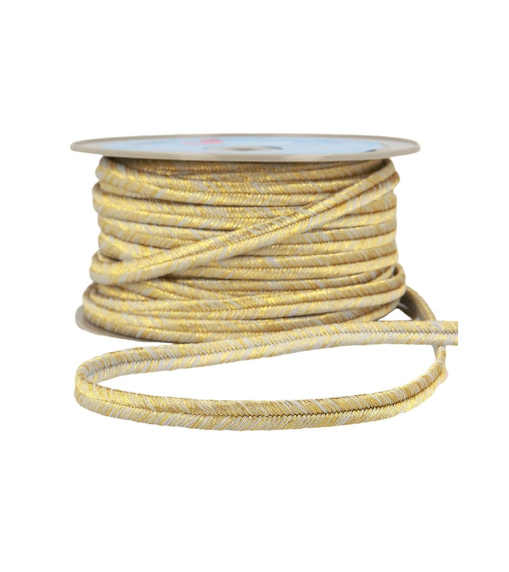 25-m-Rolle Grau/Gold-Metallic-Fischgrätengeflecht, 7 mm