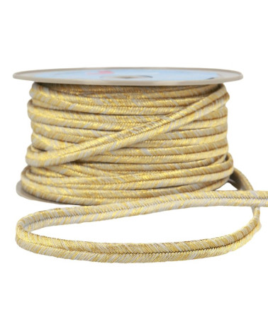25-m-Rolle Grau/Gold-Metallic-Fischgrätengeflecht, 7 mm