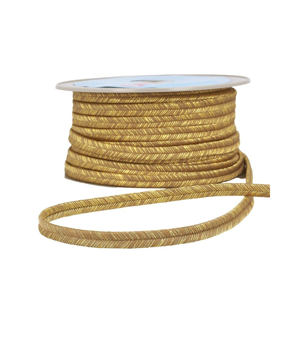 25-m-Rolle Taupe/Gold-Metallic-Fischgrätengeflecht, 7 mm
