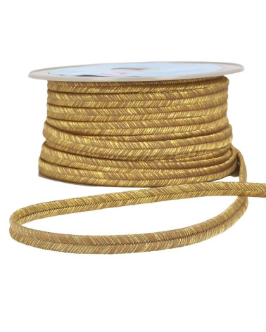 25-m-Rolle Taupe/Gold-Metallic-Fischgrätengeflecht, 7 mm
