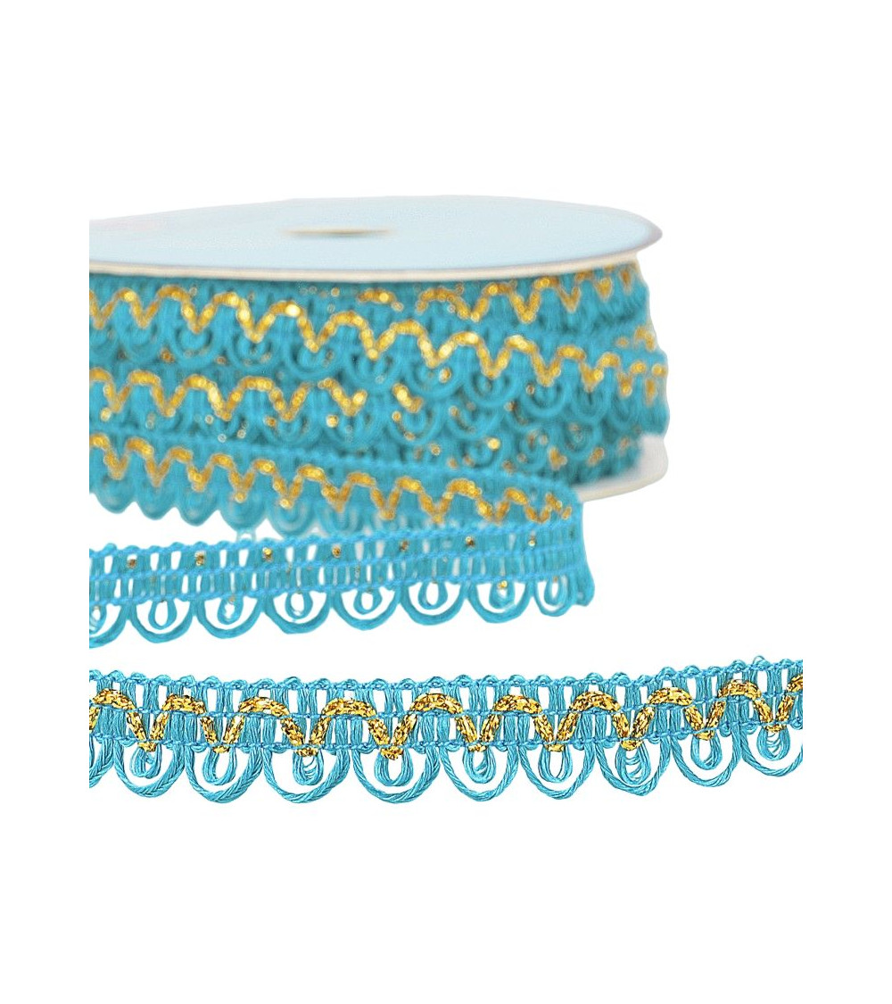 25m spool of metallic thread dress braid Steel Blue 14mm