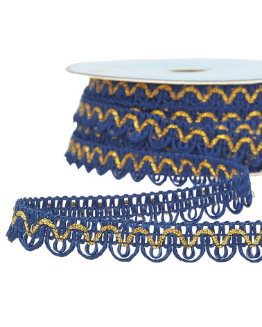25-m-Spule Galon-Kleid-Metallicfaden Marineblau 14 mm