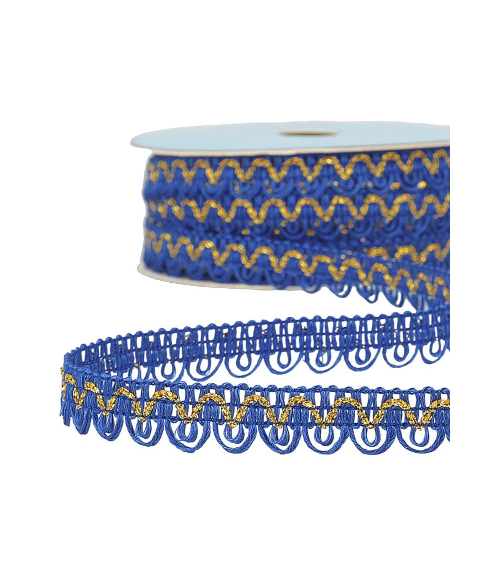 Spule 25 m Kleidgeflecht Metallfaden Königsblau 14 mm
