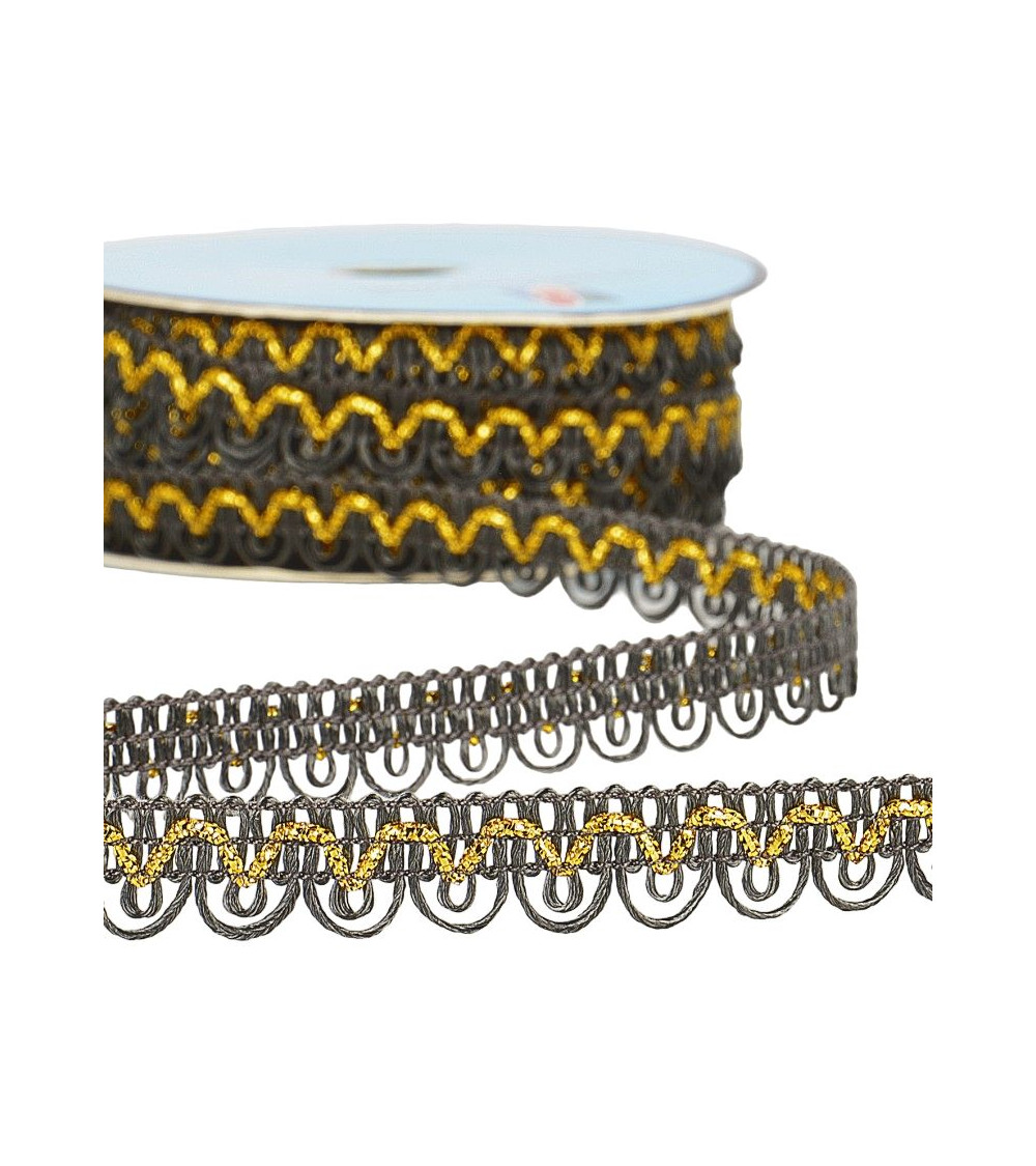 Spool 25m Dress braid metallic thread Dark gray 14mm