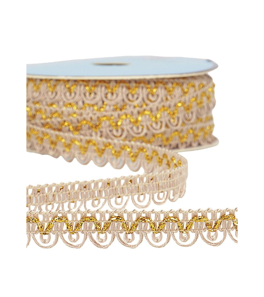 25m reel of metallic thread dress braid Taupe 14mm