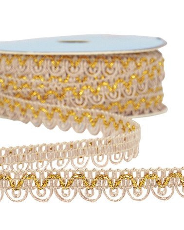25-m-Spule Galon-Metallic-Kleidergarn Taupe 14 mm