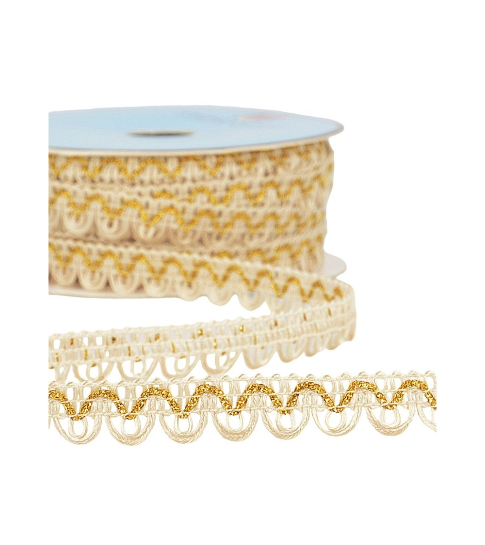 25m spool of metallic thread dress braid ecru 14mm