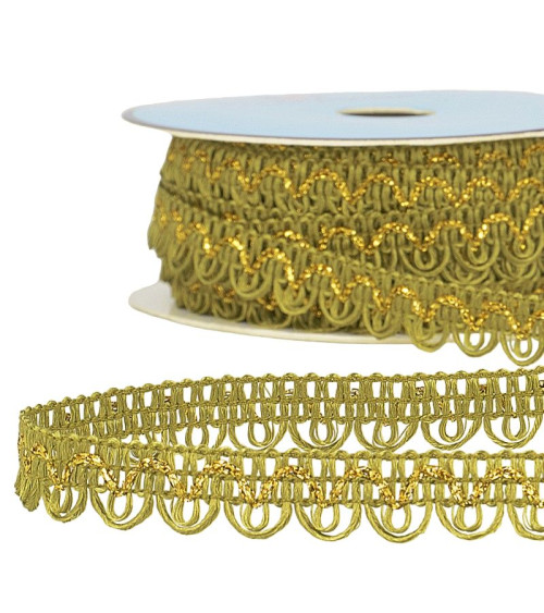 Spool 25m Dress braid metallic thread Khaki 14mm