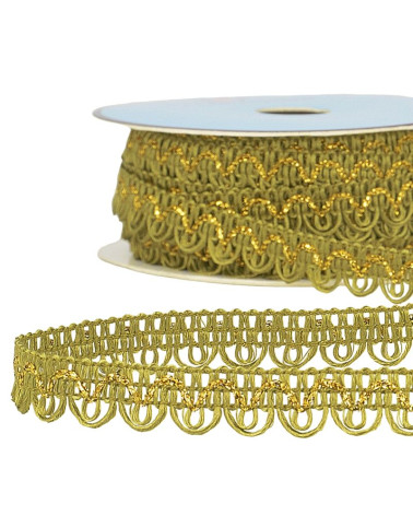 25m spool of metallic thread dress braid khaki 14mm