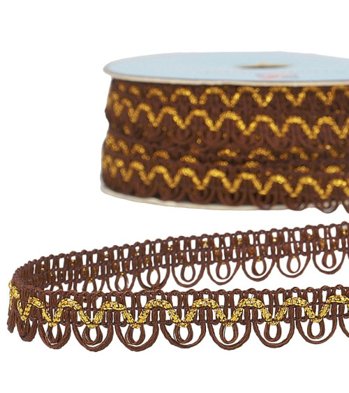 25m spool Galon dress metallic thread Coffee Brown 14mm
