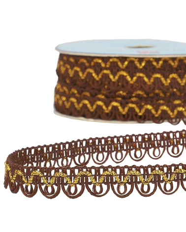 25-m-Spule Galon-Kleid-Metallicfaden Kaffeebraun 14 mm