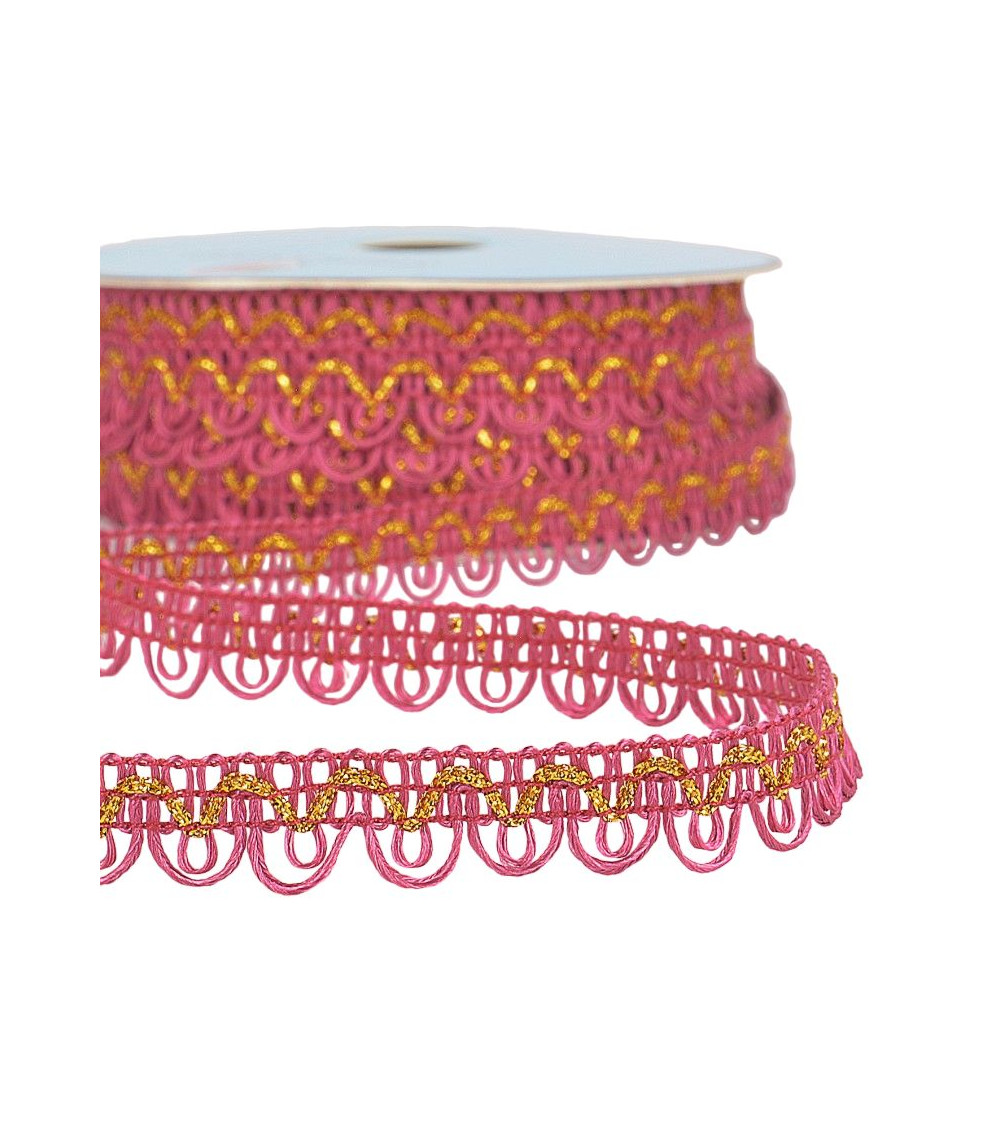 25m spool of metallic thread dress braid Fuchsia 14mm