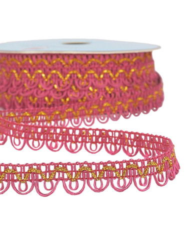 25m spool of metallic thread dress braid Fuchsia 14mm