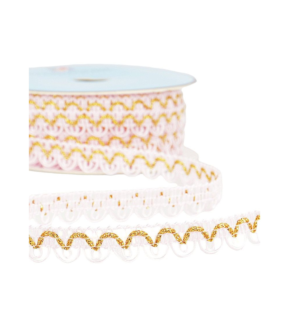 25m spool of metallic thread dress braid, light pink, 14mm