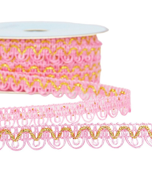 25m spool Galon dress metallic thread Pink 14mm