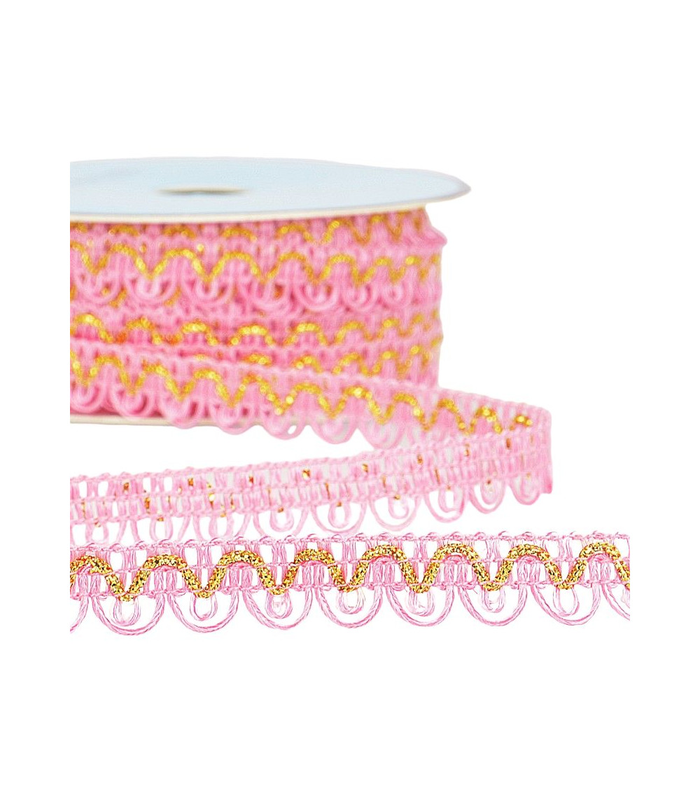 25m spool of metallic thread dress braid Pink 14mm