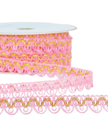25m spool of metallic thread dress braid Pink 14mm