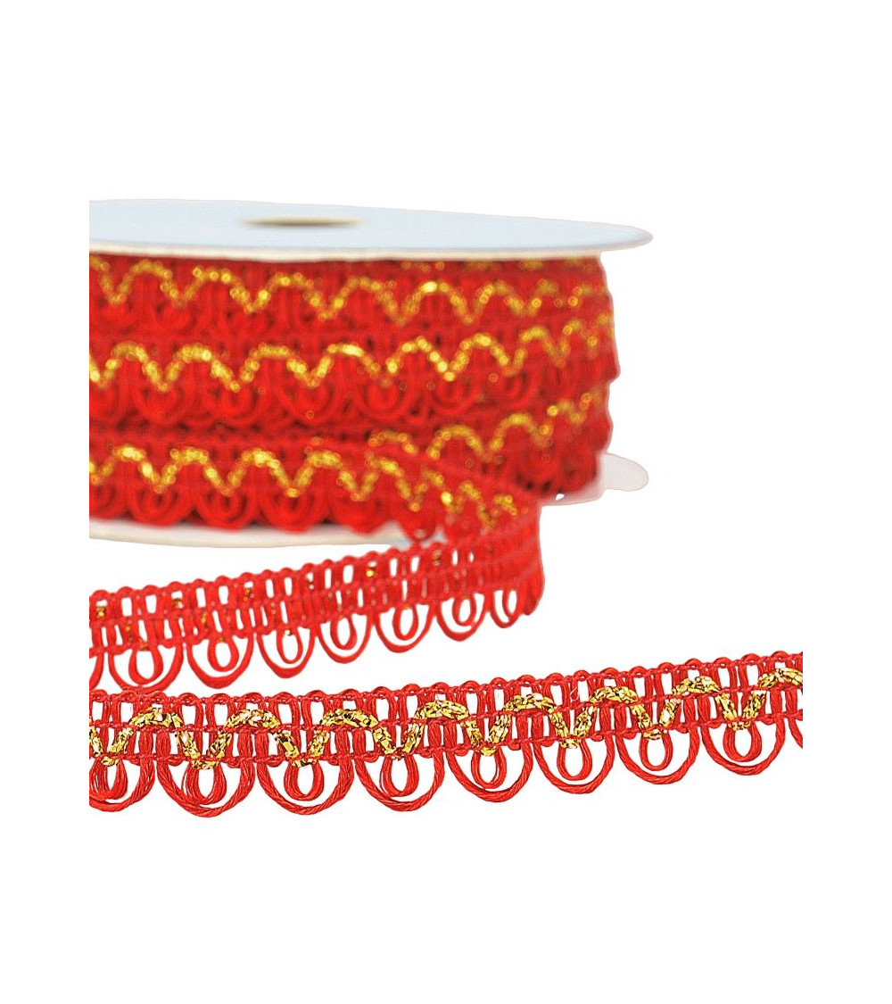 25m spool of metallic thread dress braid Red 14mm