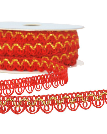 25m spool of metallic thread dress braid Red 14mm
