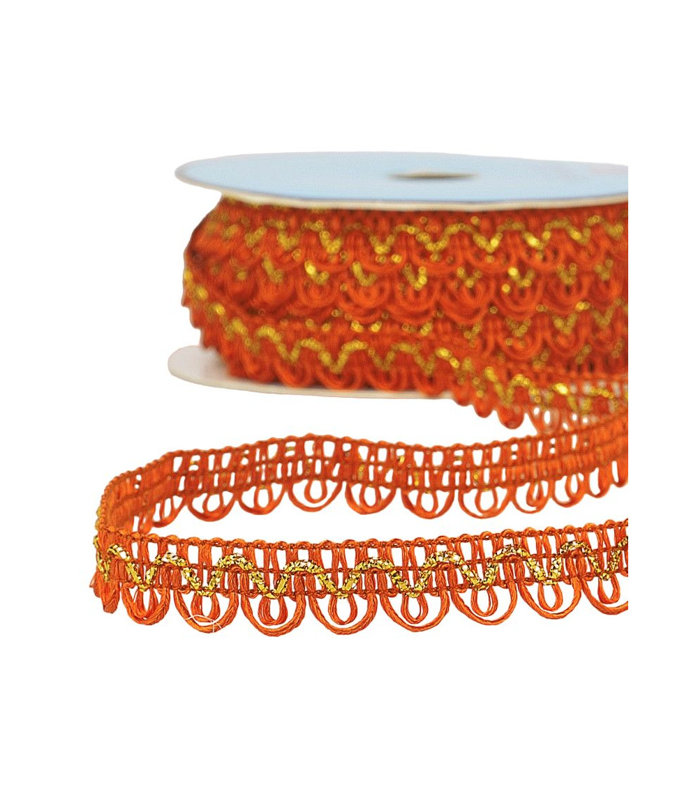 25m spool of metallic thread dress braid Orange 14mm