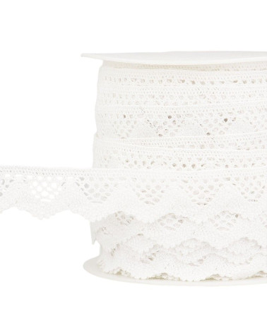 Bobine 25m Dentelle vagues Blanc 20mm