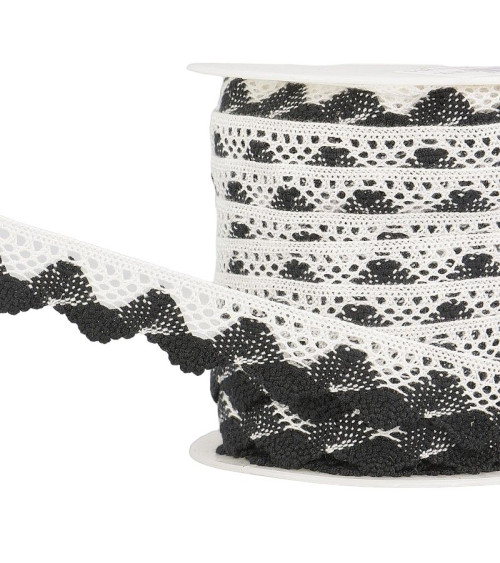 25m spool White/black wave lace 20mm
