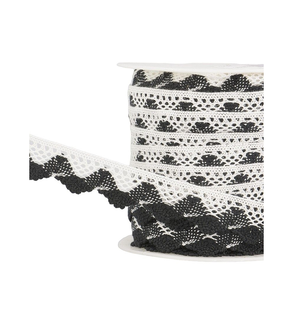 25m spool White/black wave lace 20mm