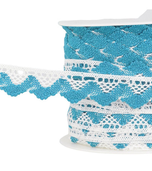 25m spool White/royal blue wave lace 20mm