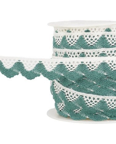 Bobbin 25m Lace waves White/duck blue 20mm