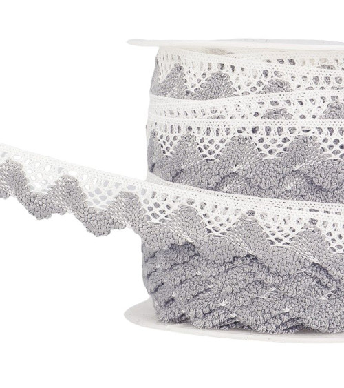 25m spool White/gray wave lace 20mm