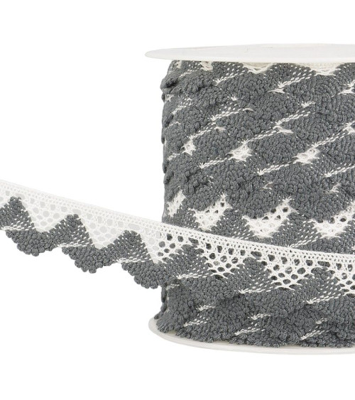 25m spool Wave lace White/grey Black 20mm