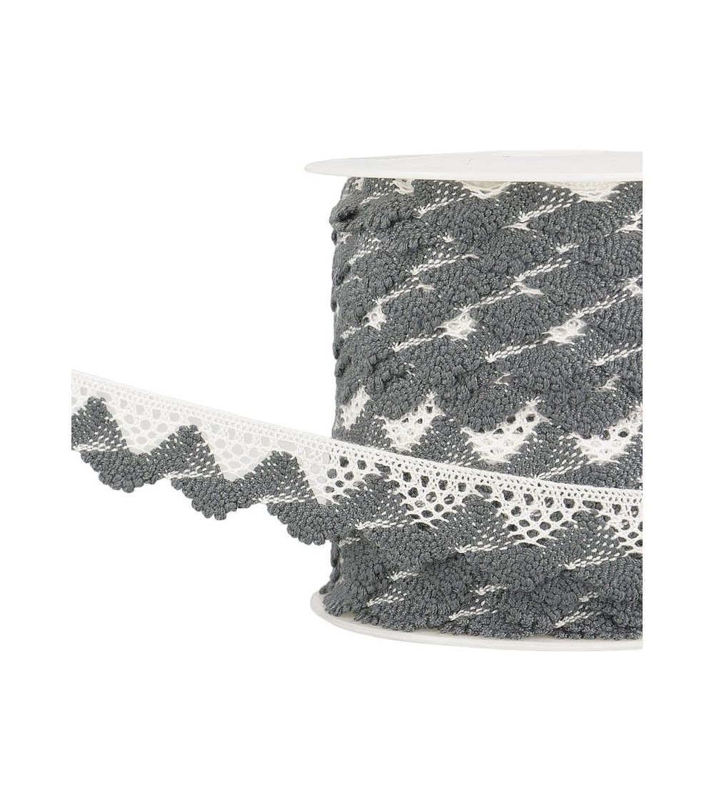 Spool 25m Lace Waves White/Grey Black 20mm
