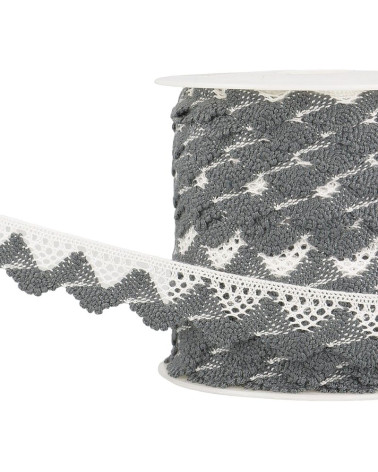 Spool 25m Lace Waves White/Grey Black 20mm