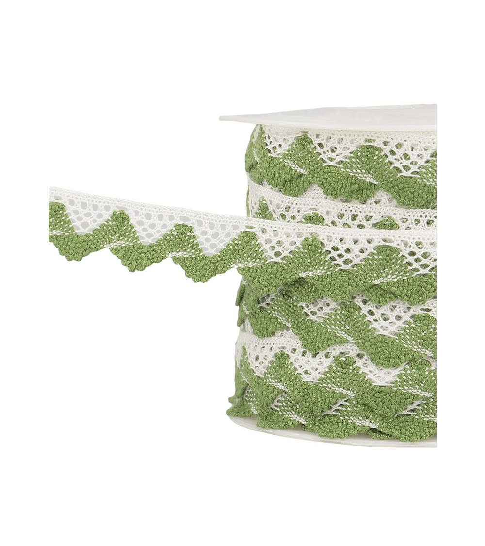 25m bobbin of white/khaki wave lace 20mm