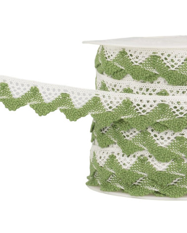 25m bobbin of white/khaki wave lace 20mm
