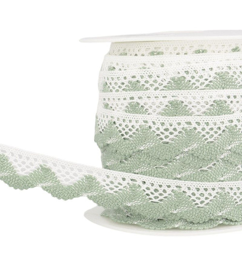 25m spool of Blc/light khaki wave lace 20mm