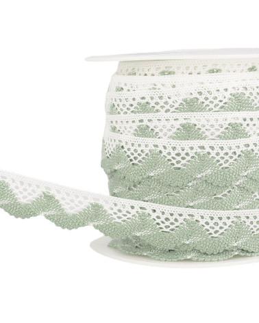 Bobbin 25m Lace waves White/light khaki 20mm