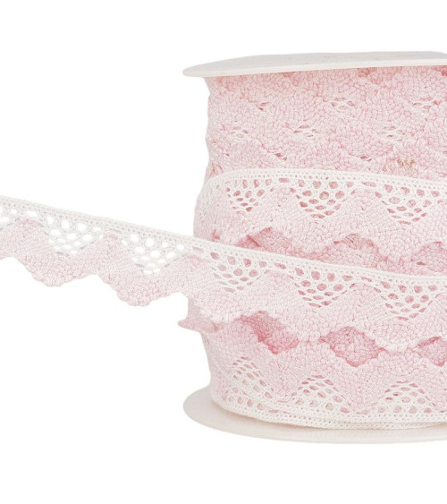 Spool 25m Wave lace Blc/light pink 20mm