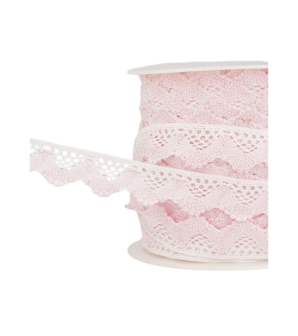 Spool 25m Wave lace Blc/light pink 20mm
