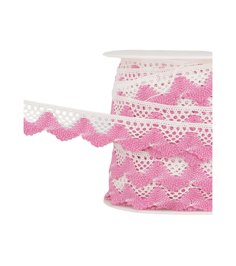 25m spool White/pink wave lace 20mm
