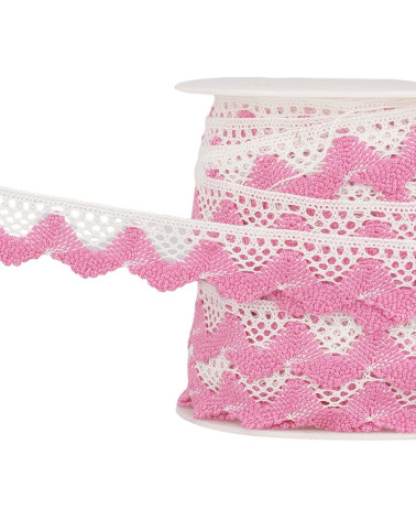25m spool White/pink wave lace 20mm